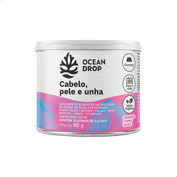 Cabelo, Pele e Unhas 30 gomas Ocean Drop