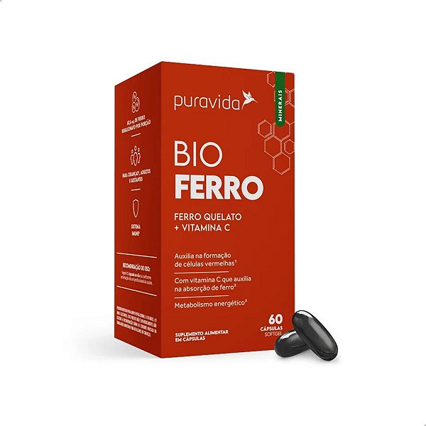 Bio Ferro Com Vitamina C 60 caps Puravida
