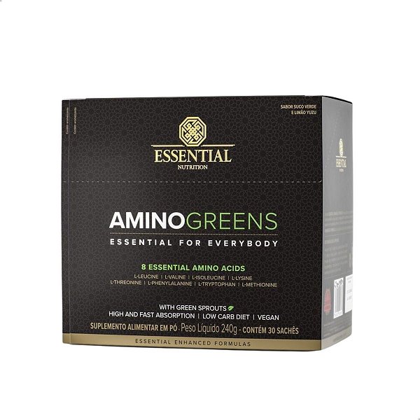 Amino Greens Box Aminoácidos Suco Verde e Limão 30 Sacês Essential