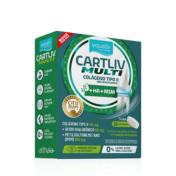 Cartliv Multi Colageno Tipo 2 ácido Hialurônico 30cp Equaliv