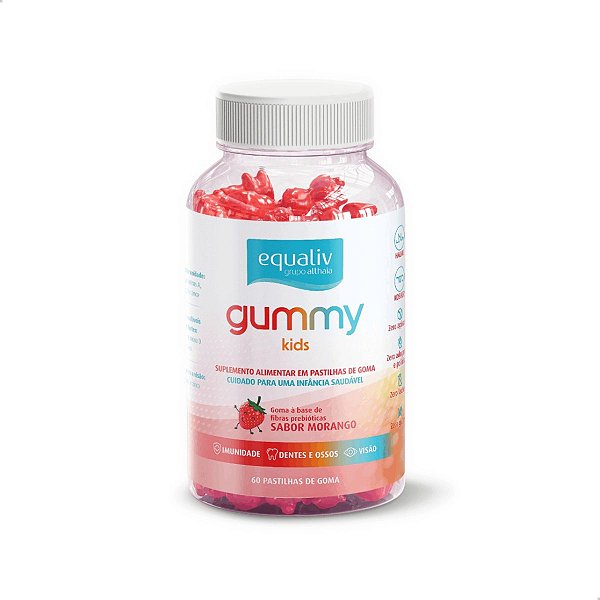 Gummy Kids sabor Morango 60 gomas Equaliv