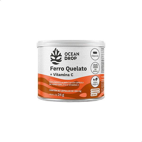 Ferro Quelato +  Vitamina C 60 caps Ocean Drop