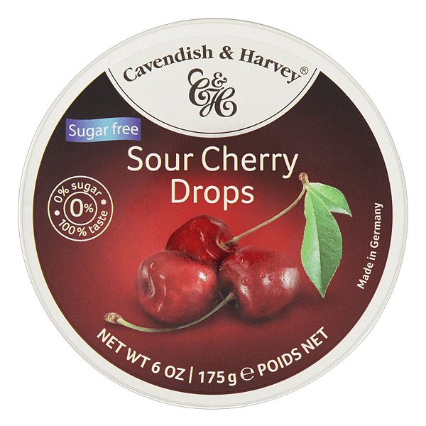 Bala Sour Cherry Zero Açúcar Cavendish & Harvey Lata 175g