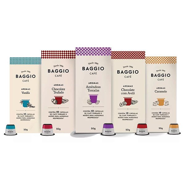 Kit 50 Cápsulas Cafe Gourmet Baggio Cafeteira Nespresso