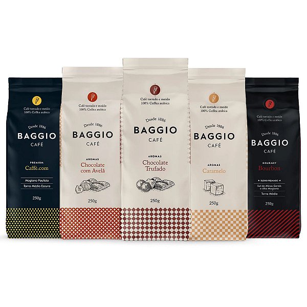 Kit Degustação Café Baggio Torrado e Moído 5x 250g