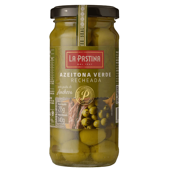 Azeitona Verde Recheada Com Anchova 235g La Pastina