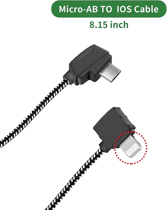 Cabo OTG Micro-AB / Lightning (IOS) de 23cm (Nylon trançado) - FD10043CS