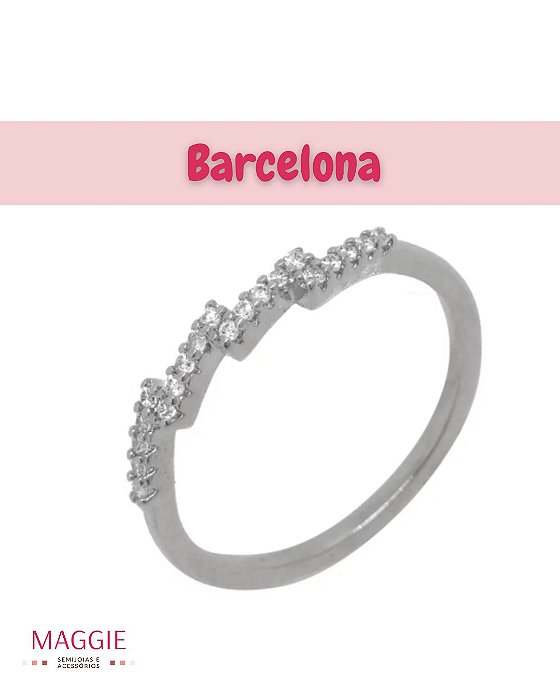 Anel Barcelona - Ródio Branco
