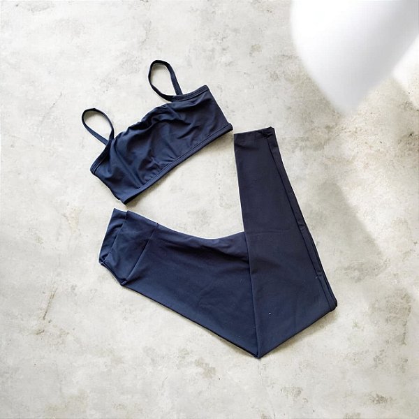 Conjunto Calça Básica Cintura Alta Liso Preto