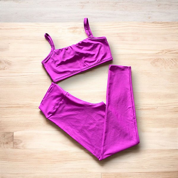 Conjunto Calça Básica Cintura Alta Fúcsia ( G )