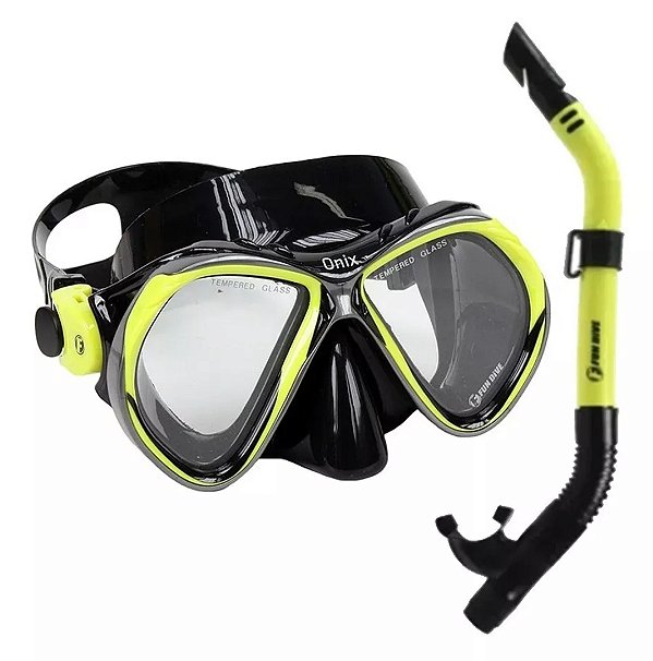 Kit Máscara Snorkel Fun Dive Brasil Onix - Pesca Mergulho