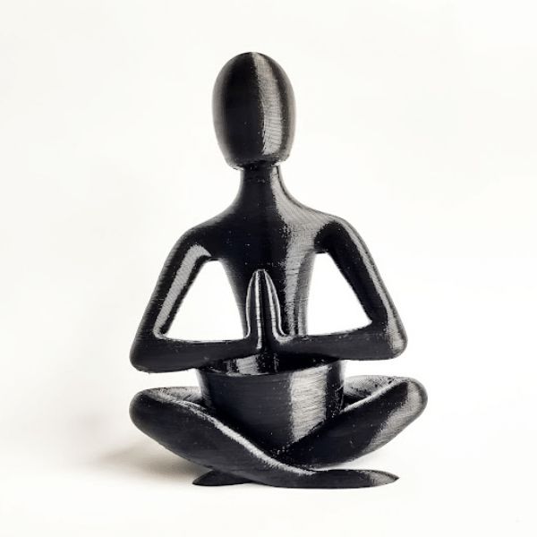 Escultura postura meditação com vaso para suculentas