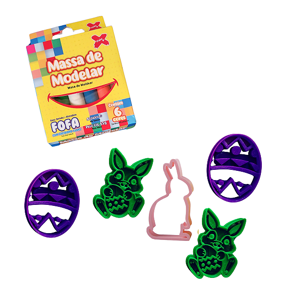 Cortador de Biscoito e Pasta Americana cortadores massinha de modelar kit festa lembrancinha páscoa coelhinhos ovos