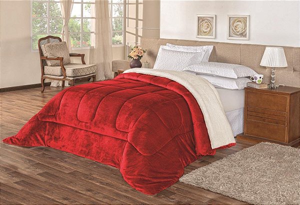 Coberdrom Sherpa Edredom Dupla Face Cobertor Manta Felpuda Liso Cama Casal King