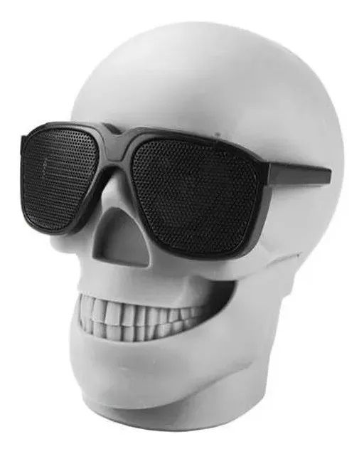 Caixa De Som Bluetooth Portátil Caveira Skull 5w Ch-m29 - Branco