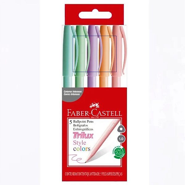 Kit Caneta Esferográfica Trilux Style Colors c/5 - Faber-Castell