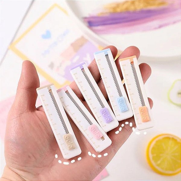 Mini Estilete Fofo Tons Pastel c/ Régua