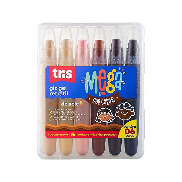 Giz Retrátil Mega Gel Color Tons de Pele TRIS