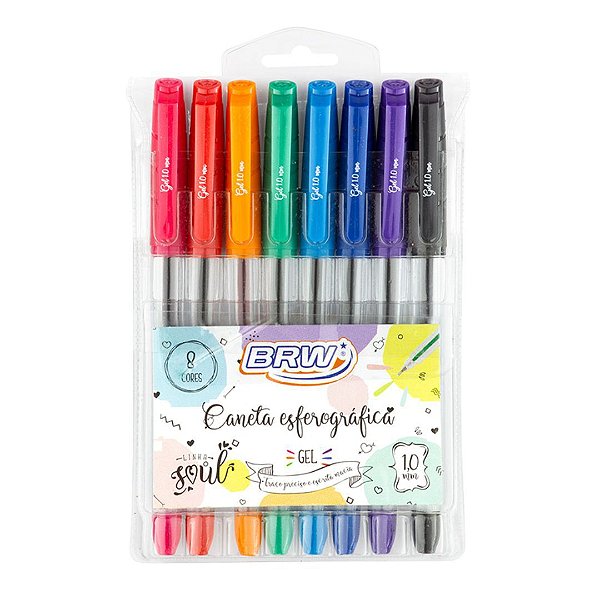 Kit Caneta Gel Colors BRW c/8 Cores - BRW Soul