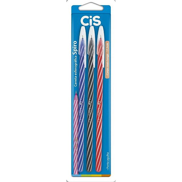 Kit Caneta Cis Spiro c/ 3 Cores Básicas - Cis