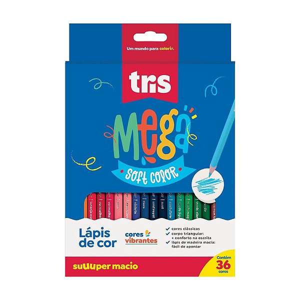 Lapis De Cor Mega Soft Color 36 Cores - Tris