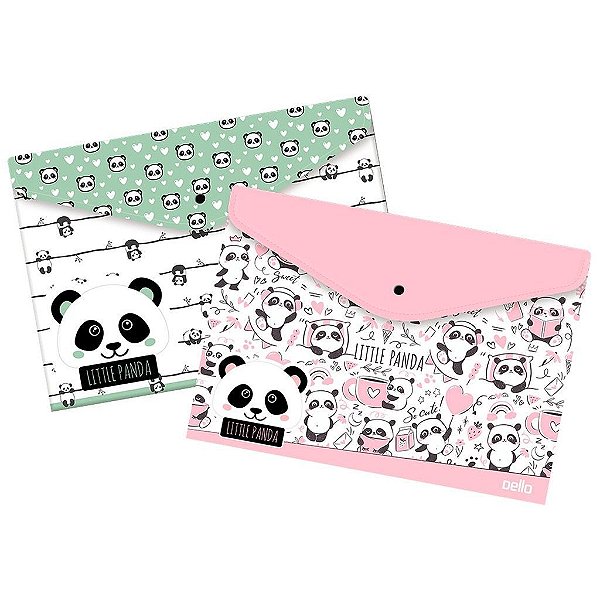 Pasta Envelope Little Panda com Botão A4 - Dello