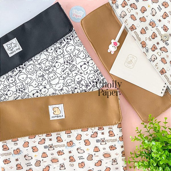 Pasta Case A4 em Tecido Capivara&Dog