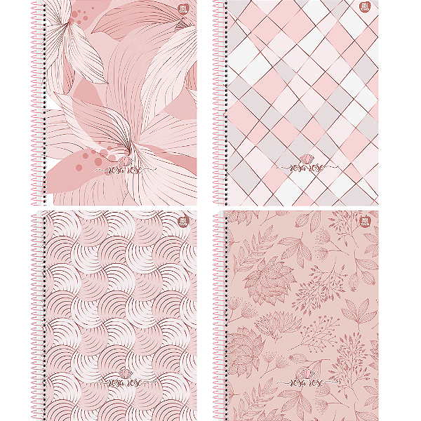 Caderno Universitário 10 Matérias Rosa Rose - Animativa