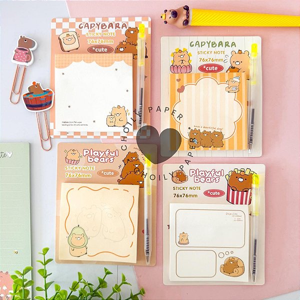 Bloco de Notas com Mini Caneta Capivaras