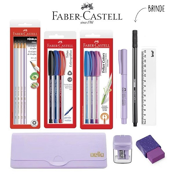 Kit Escolar Faber-Castell + Estojo Dello
