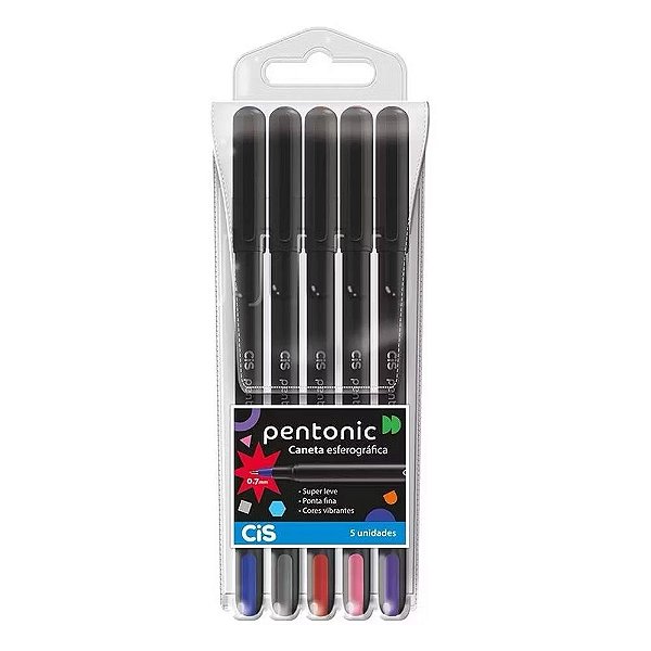 Caneta Cis Pentonic Estojo c/ 5 cores