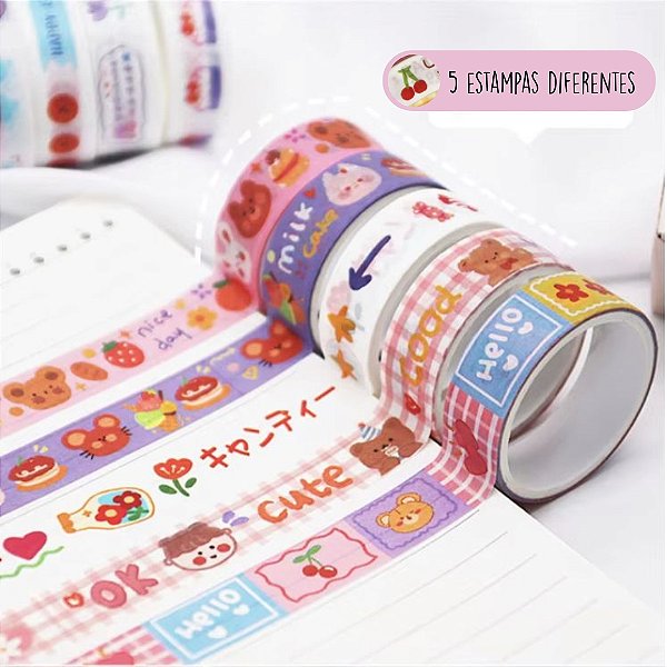 Kit Fita Washi Tape Cute Cartoon c/4 Uniddaes