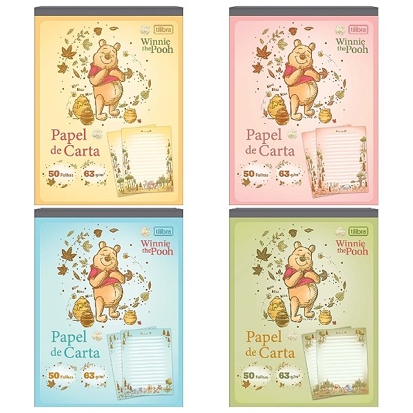 Caderno Colado Papel de Carta Pooh - Tlibra