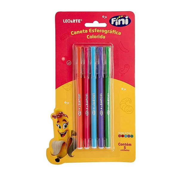 Kit Caneta Esferográfica Colorida 0.7mm Fini  Leo&Leo