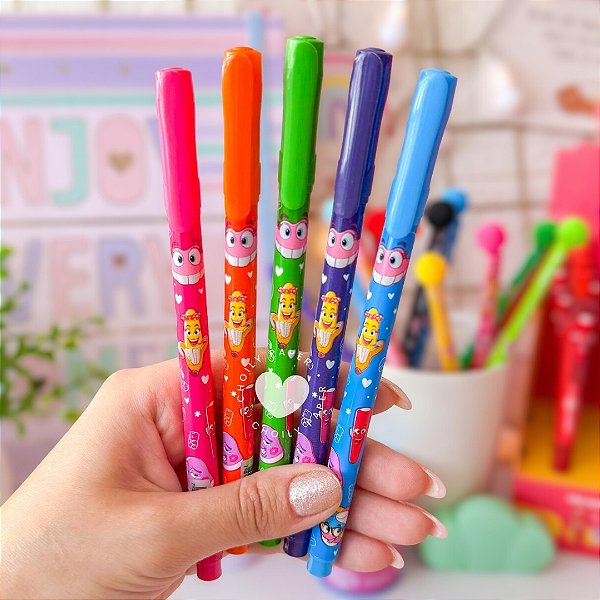 Caneta Gel Estampada Colorida 0.6mm Fini Leo&Leo