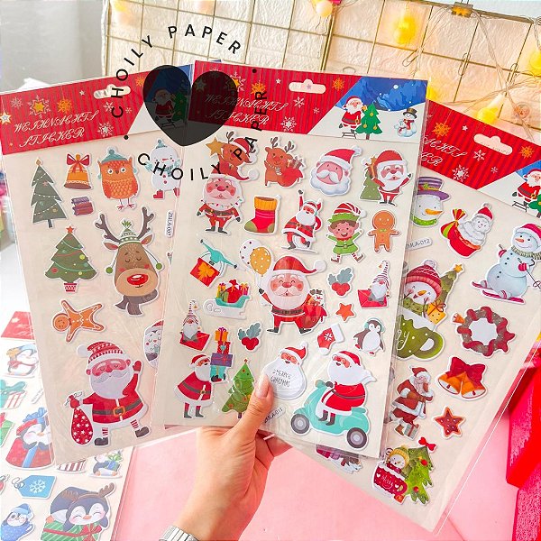 Cartela de Adesivo Natalino Puffer 3D - Importado