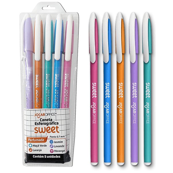 Kit Caneta Esferográfica Perfumada Sweet 0.7 - Jocar Office