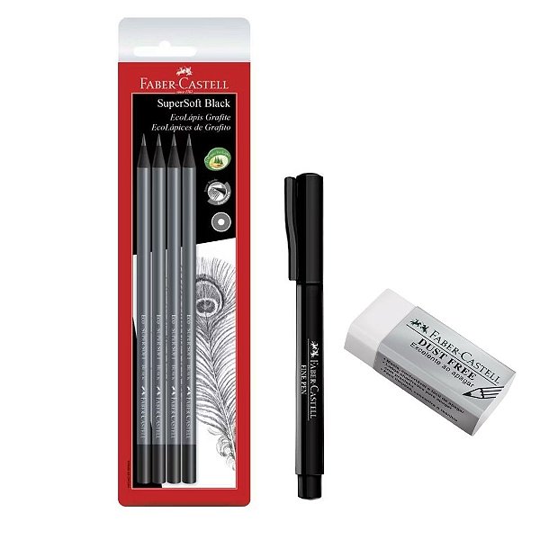 Kit Escolar SuperSoft Black e Dust Free Faber-Castell