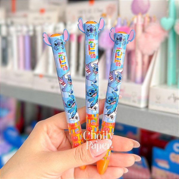 Caneta Bicolor Stitch Azul e Vermelha - Molin