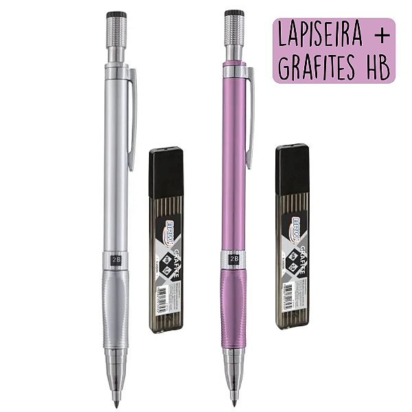 Kit Lapiseira Metalizada 2.0mm + Grafites HB - BRW