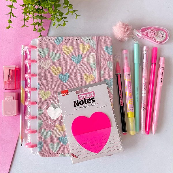 Kit Fofo Papelaria com Caderno de Disco A5 - 12 Itens