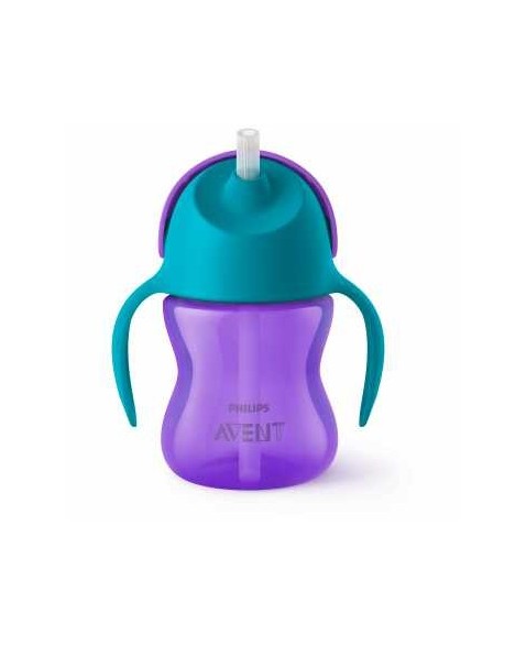 Copo Treinamento C/Canudo Curvado Dino Azul/Roxo Avent 200ml