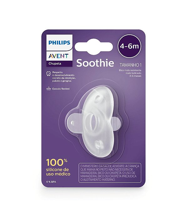 Chupeta Soothies 4-6m Transparente Neutra Individual Avent