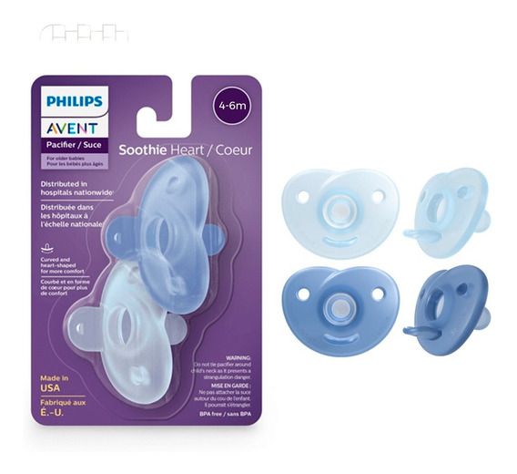 Kit 2un Chupeta Soothies 4-6 Meninos Azul Philips Avent