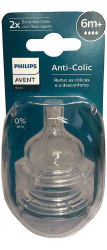 Bico Mamadeira Avent Philips - Clássica Nº4 6m+ - 2 Unidades