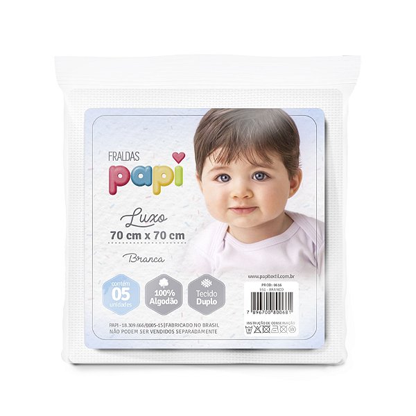 Fraldas Brancas Com Bainha Tecido Duplo Luxo 5 Unidades