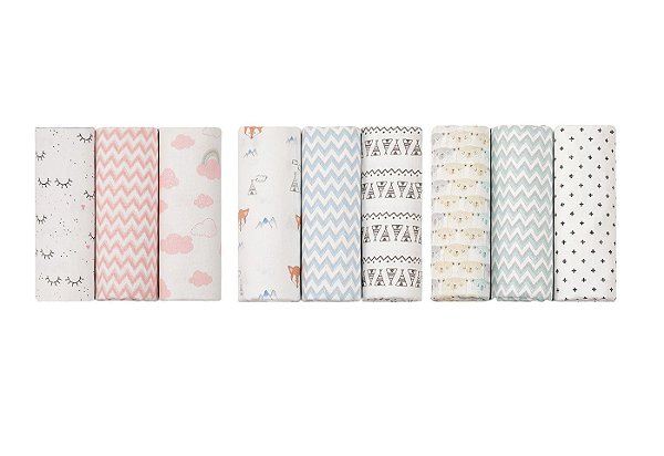 Kit Cueiro Bebe Flanelado Manta Papi 80x80 Cm Com 3 Unidades
