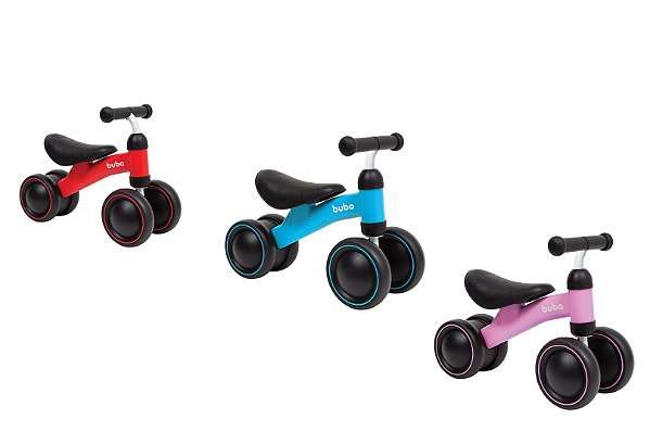 Bicicleta De Equilíbrio 4 Rodas Bebê Infantil Sem Pedal Buba