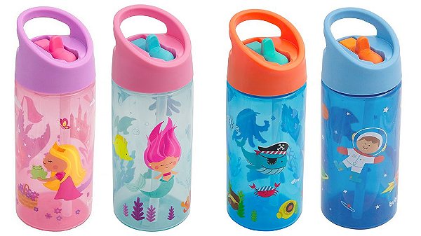 Garrafa Aventuras Infantil Com Canudo Rígido Buba - 380ml