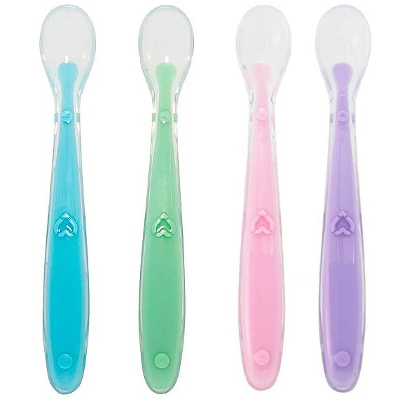 Kit Colher Infantil Anatômica Em Silicone Alimentação Buba